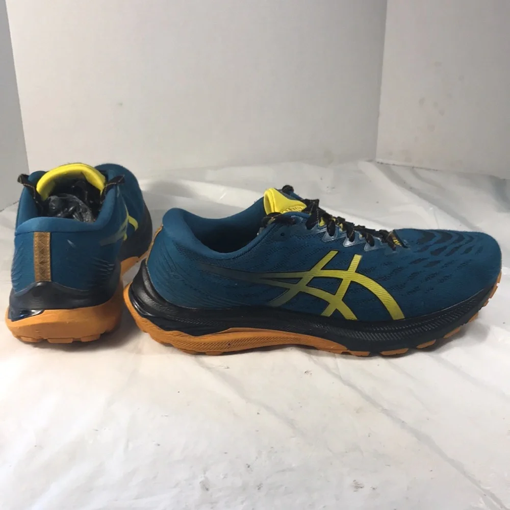 ASICS Men's GT-2000 11 Trail Blue and Yellow Jacquard Mesh Lace Up Running Shoes